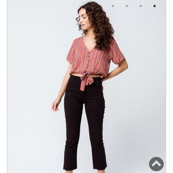 SKY AND SPARROW Stripe Button Mauve Top - Picture 4 of 4